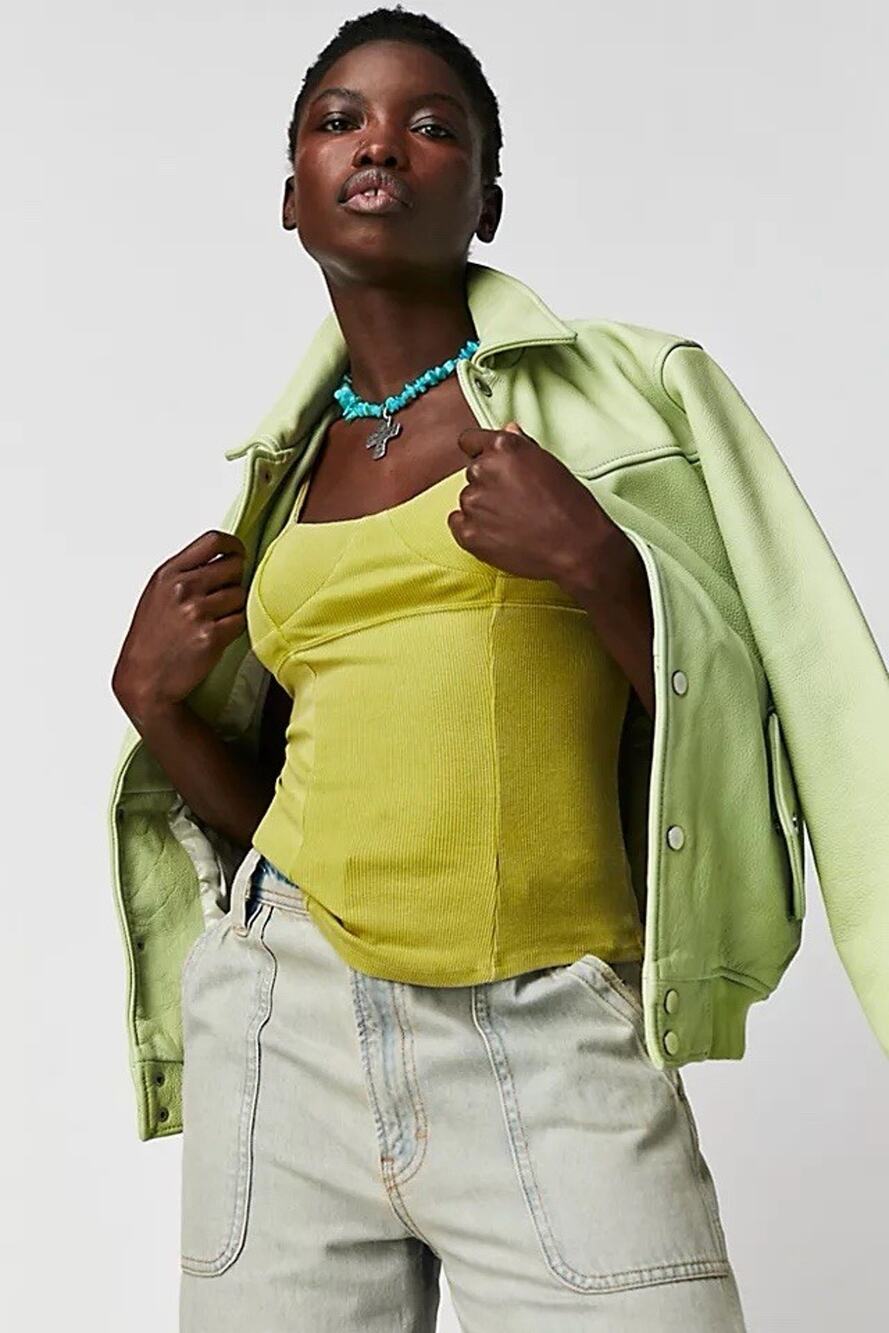Free People We The Free Lime Sleeveless You Are A Gem Tank Top Size XL